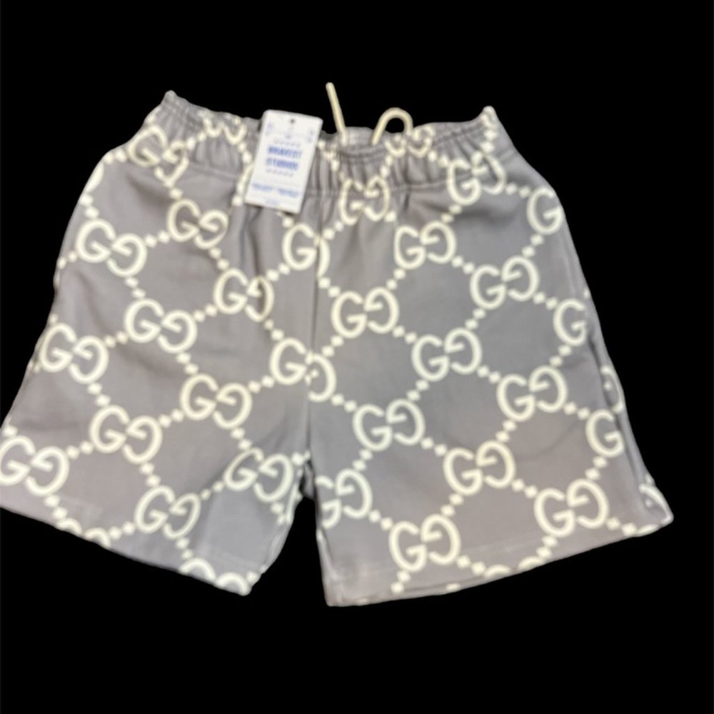 Bravest Studios Large GG "Gucci" Concrete Cotton Shorts